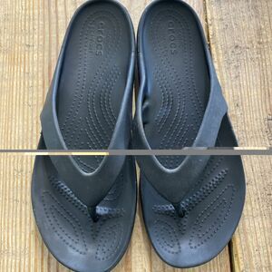 Crocs Womens 9M Kaydee II Black Slip On Flip Flop Thong Sandals